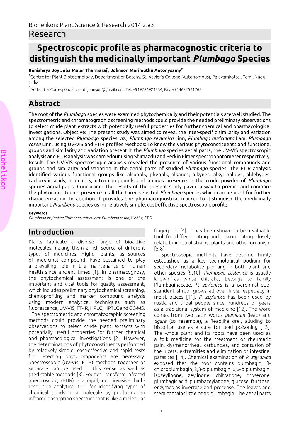 Research Spectroscopic Profile As Pharmacognostic Criteria To