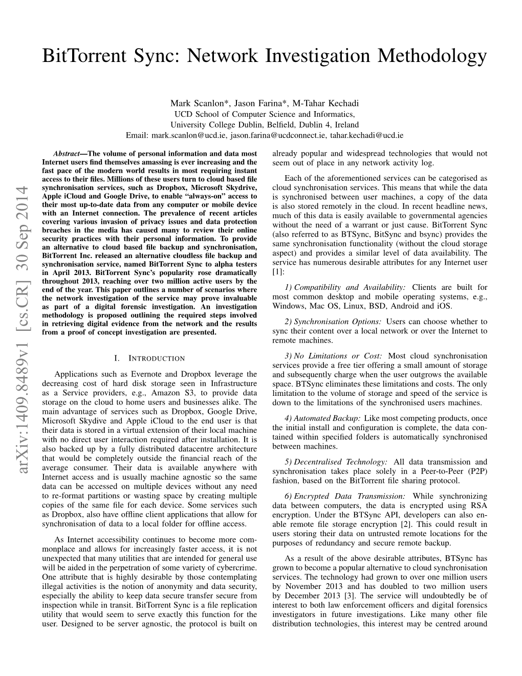 Bittorrent Sync: Network Investigation Methodology