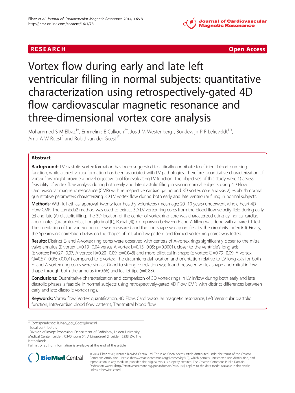 Vortex Flow During Early and Late Left Ventricular Filling in Normal Subjects