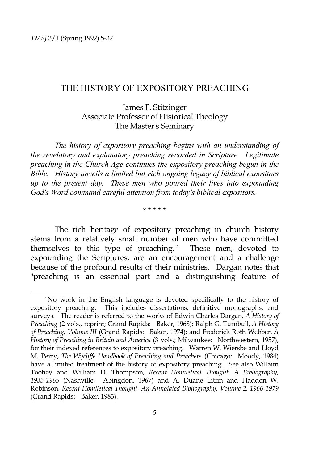 The History of Expository Preaching