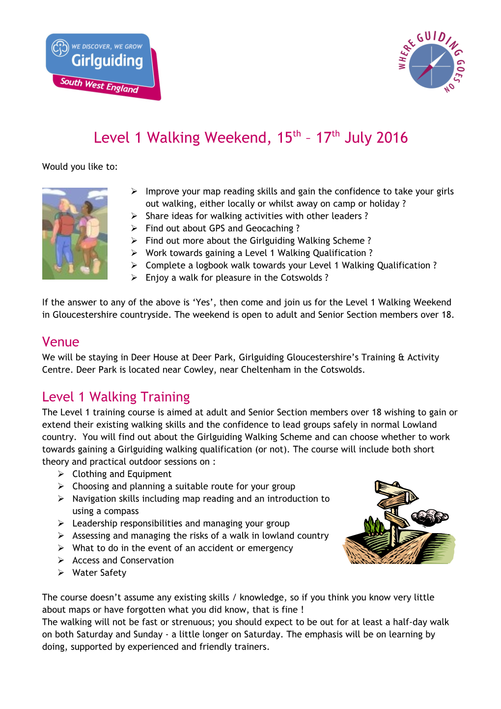 Level 1 Walking Weekend, 15Th 17Th July 2016