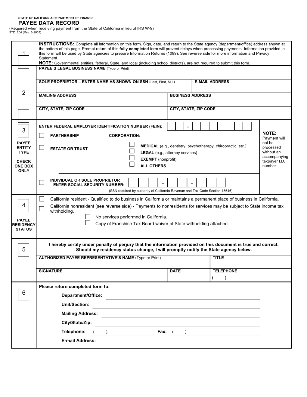 Payee Data Record - Funding (CA Dept of Education) s1