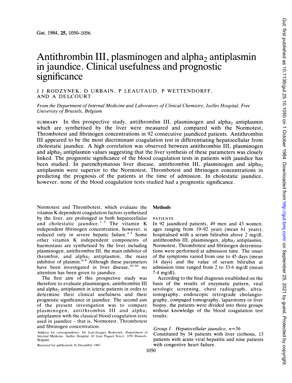 Antithrombin III, Plasminogen and Alpha2 Antiplasmin in Jaundice