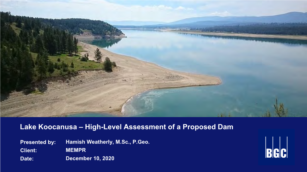 Lake Koocanusa – High-Level Assessment of a Proposed Dam