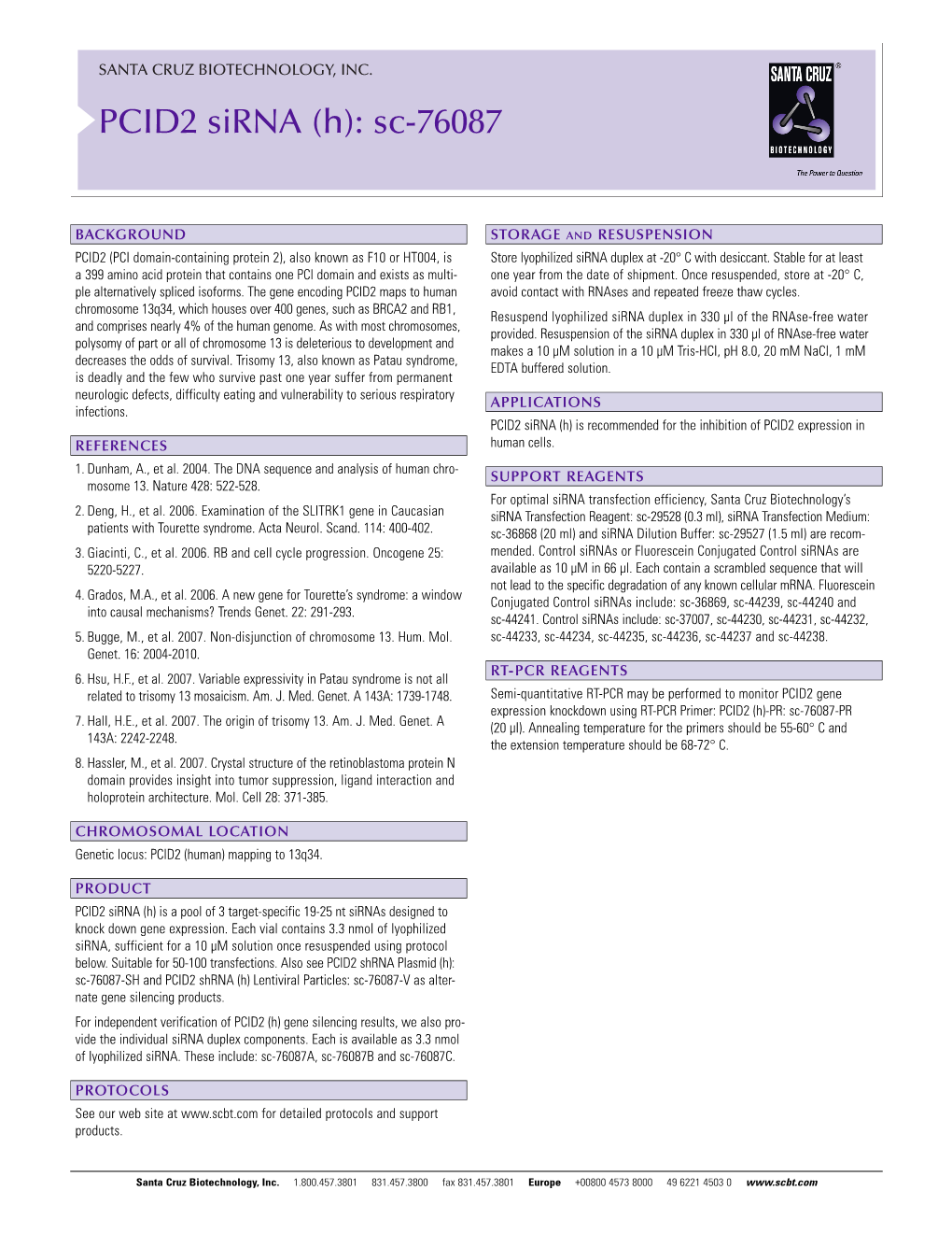 PCID2 Sirna (H): Sc-76087