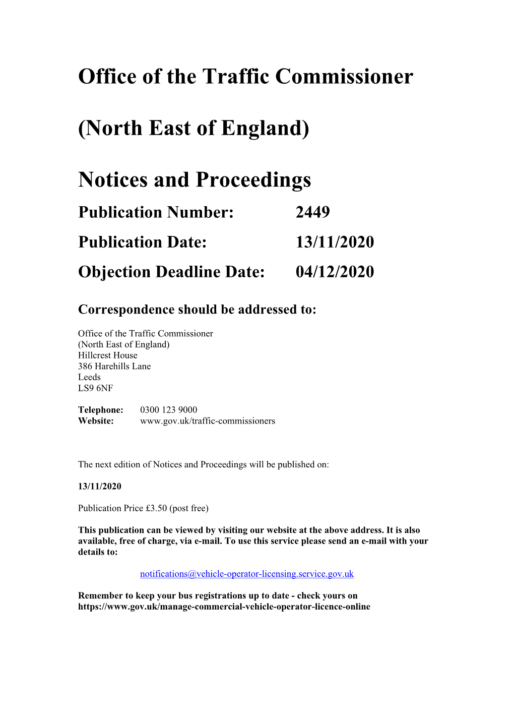 Notices and Proceedings for the North East of England 2449
