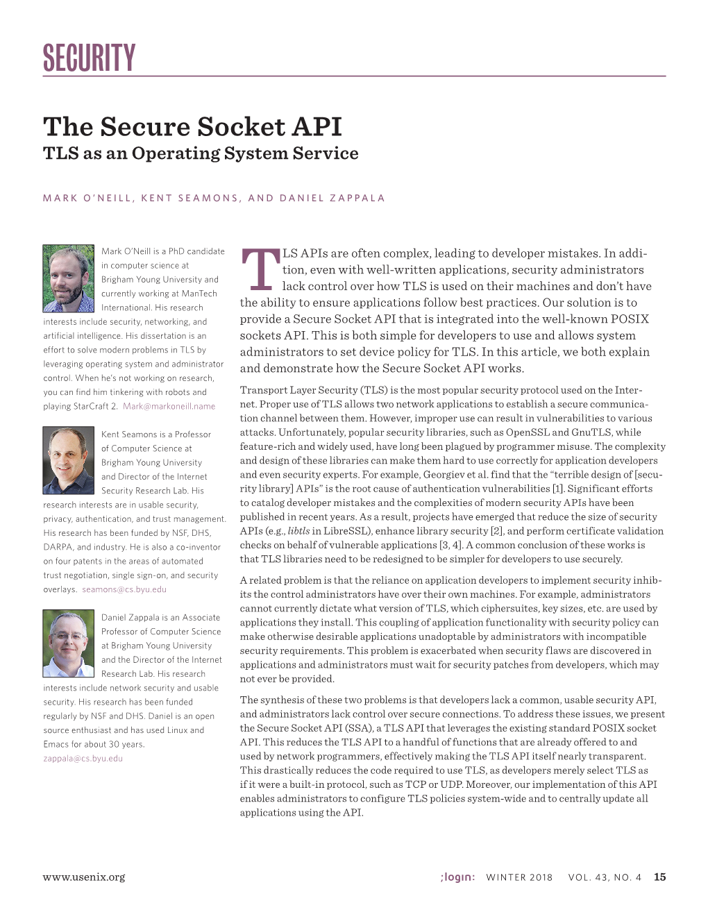 The Secure Socket API: TLS As an Operating System Service