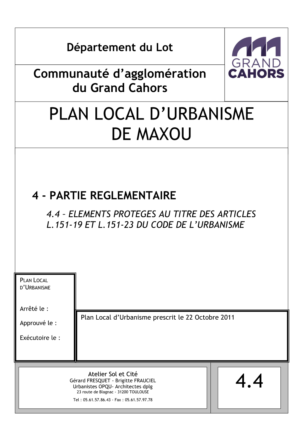 Plan Local D'urbanisme De Maxou