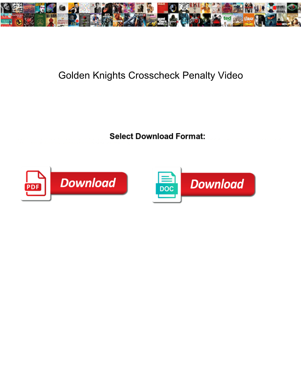 Golden Knights Crosscheck Penalty Video