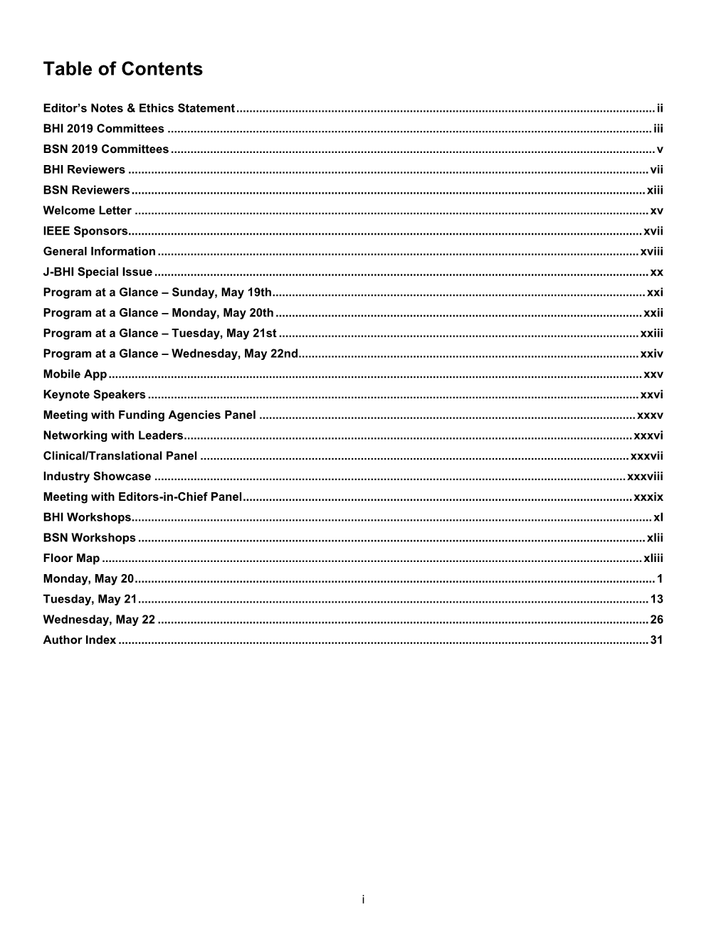 Table of Contents