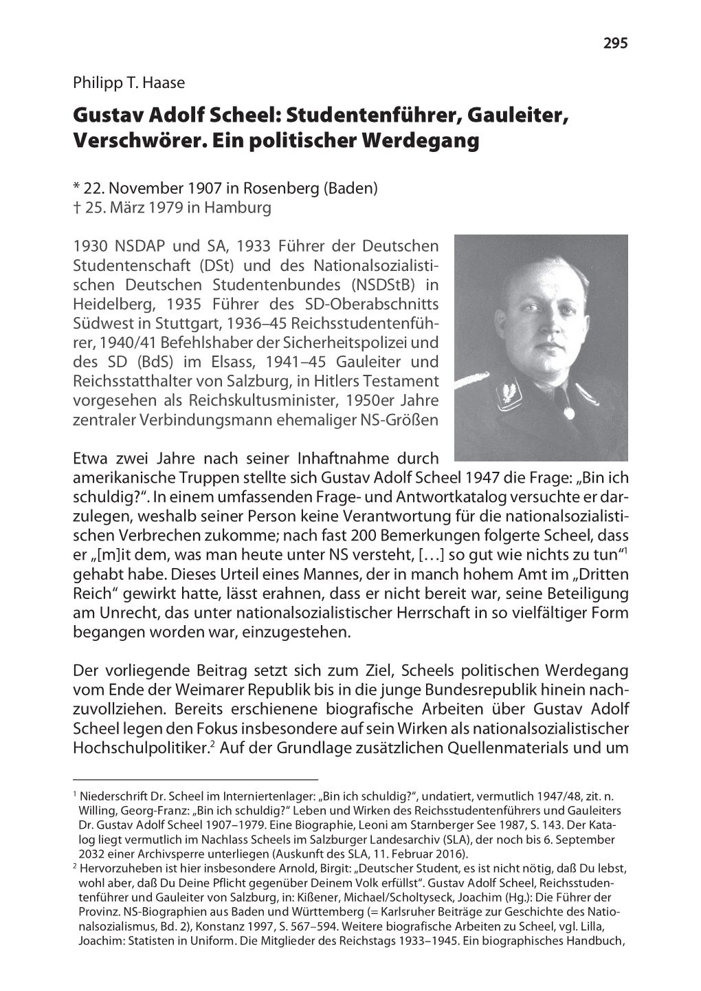 Gustav Adolf Scheel: Studentenführer, Gauleiter, Verschwörer