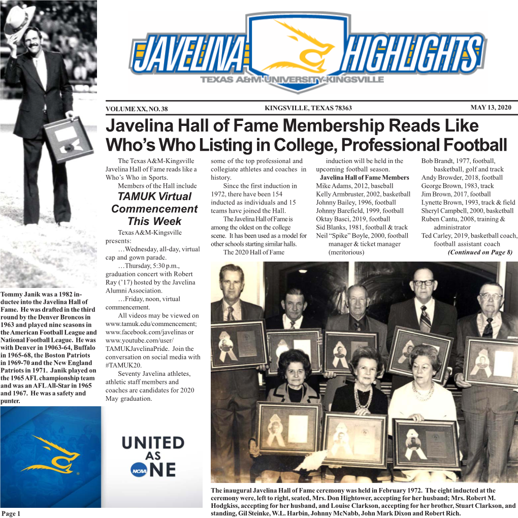 Javelina Hall of Fame Membership Reads Like Who's Who Listing In