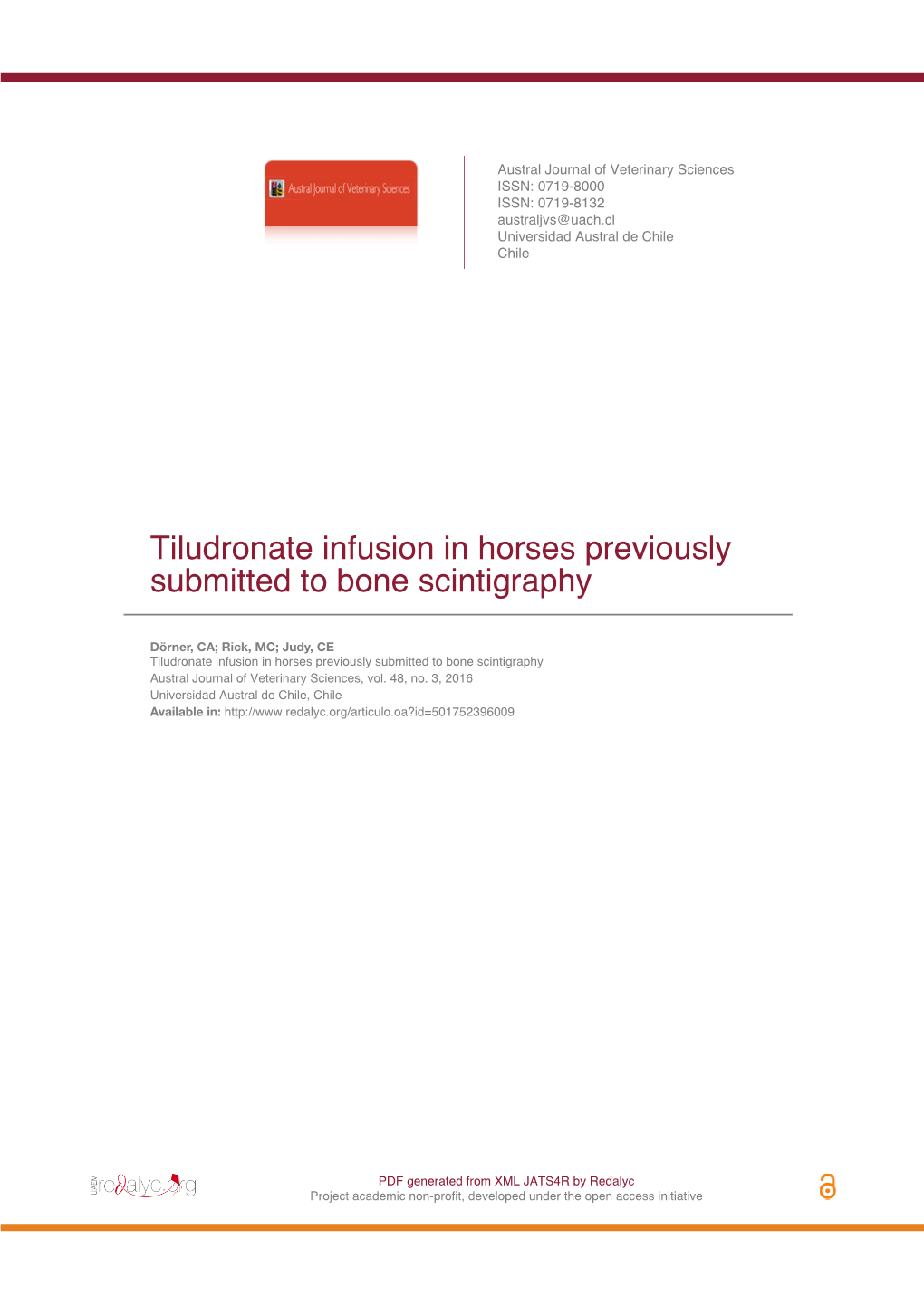 Tiludronate Infusion in Horses Previously Submitted to Bone Scintigraphy