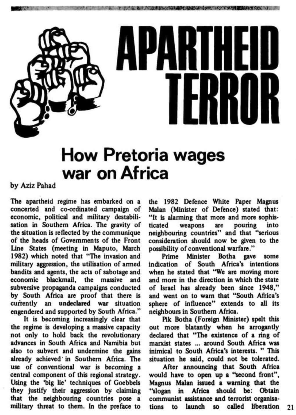 How Pretoria Wages War on Africa by Aziz Pahad