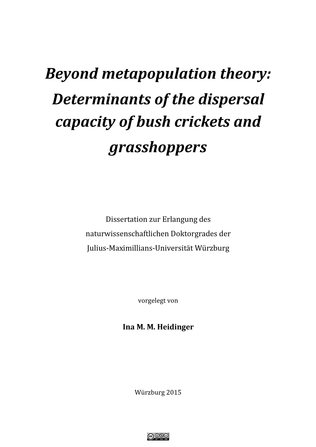 Determinants of the Dispersal Capacity of Bush Crickets and Grasshoppers