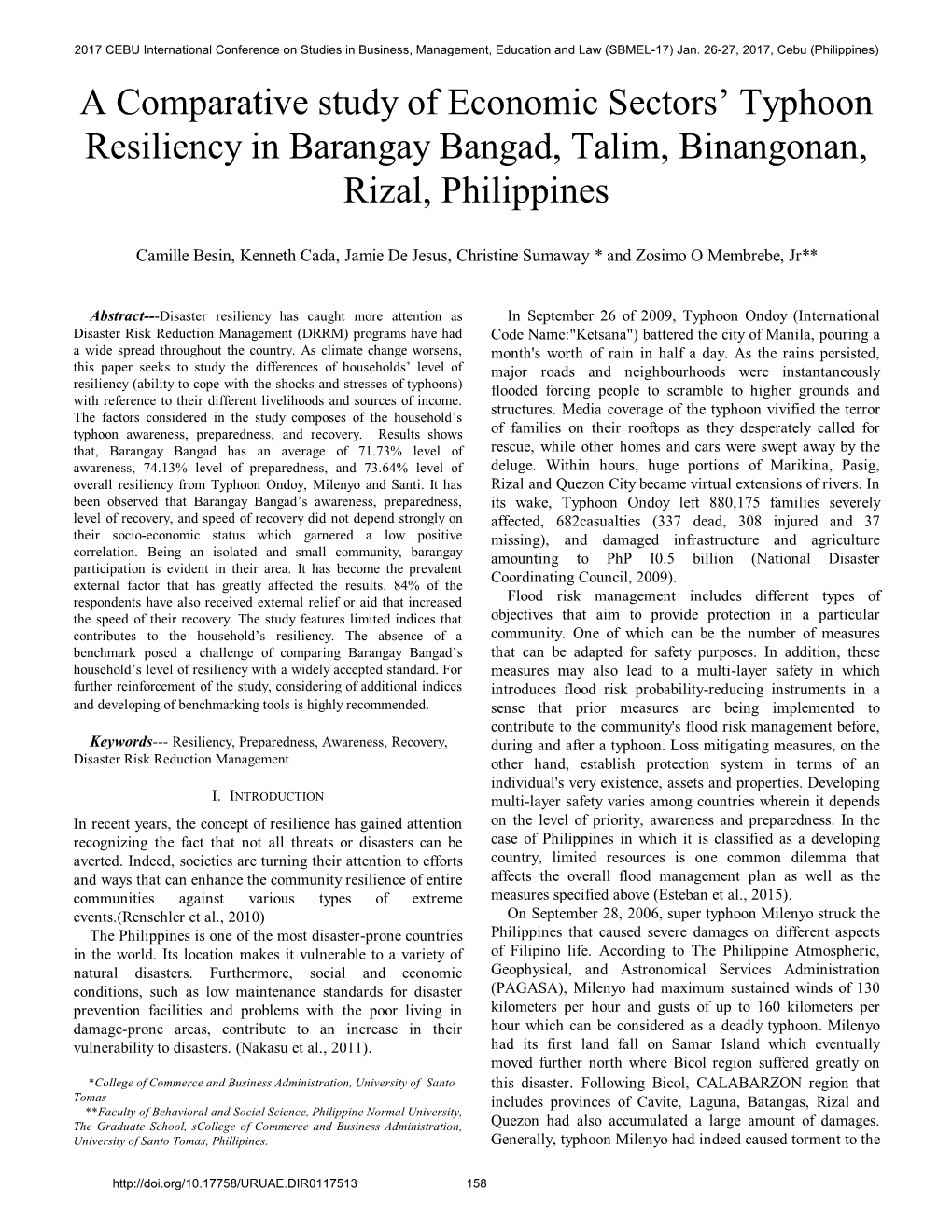 A Comparative Study of Economic Sectors' Typhoon Resiliency In