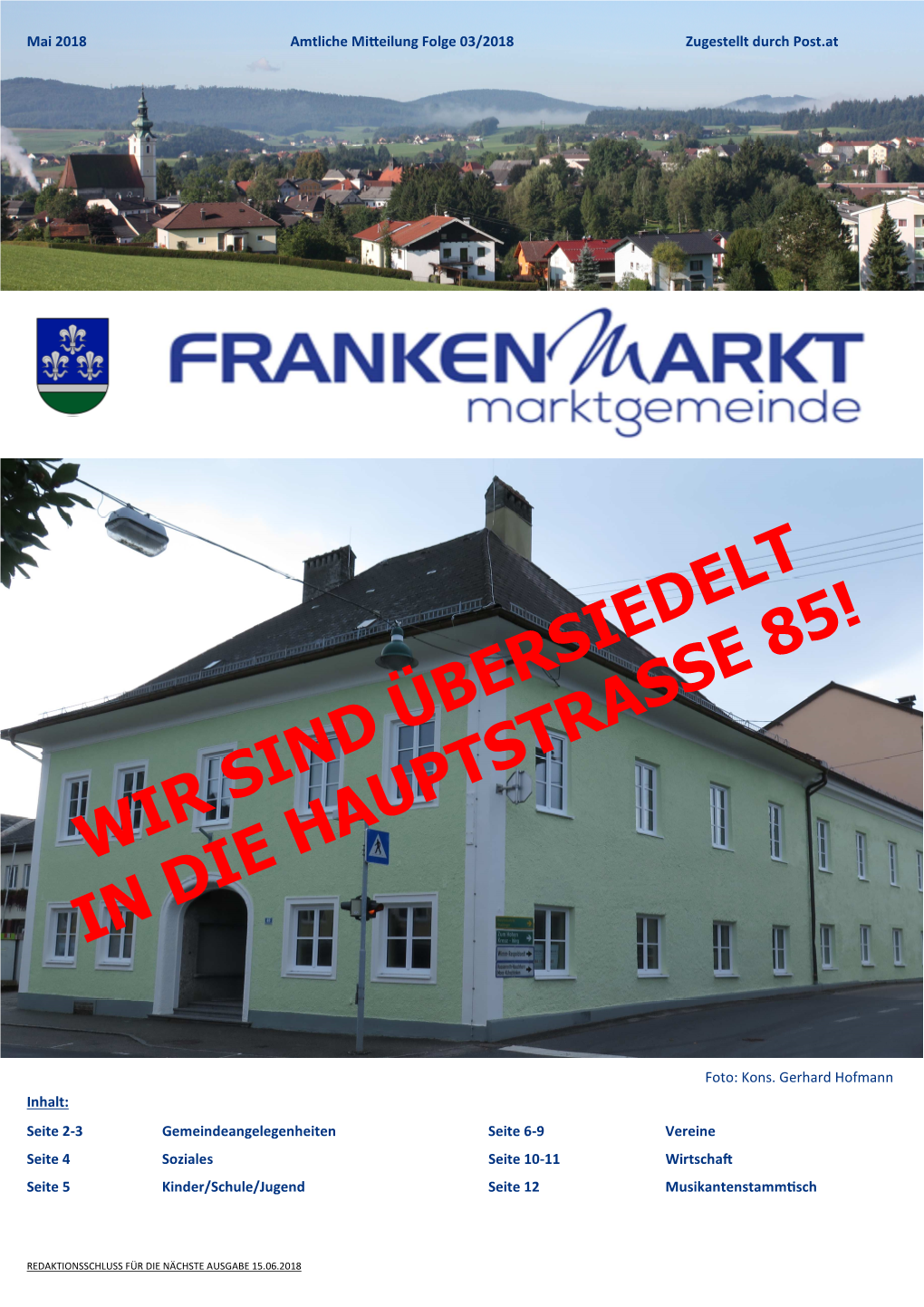 Gemeindeinformation Frankenmarkt Seite 1 Mai 2018 Amtliche Mi Eilung