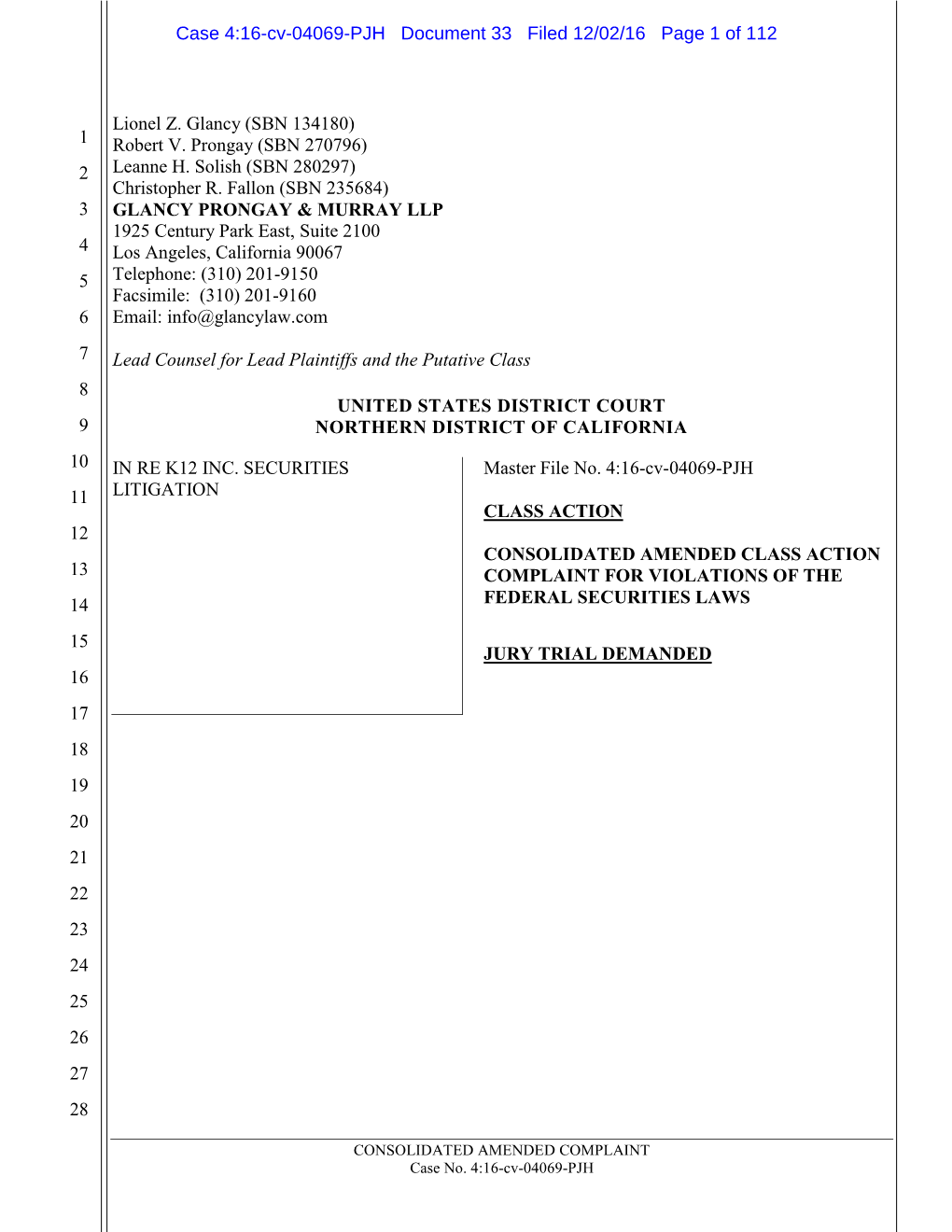 Case 4:16-Cv-04069-PJH Document 33 Filed 12/02/16 Page 1 of 112