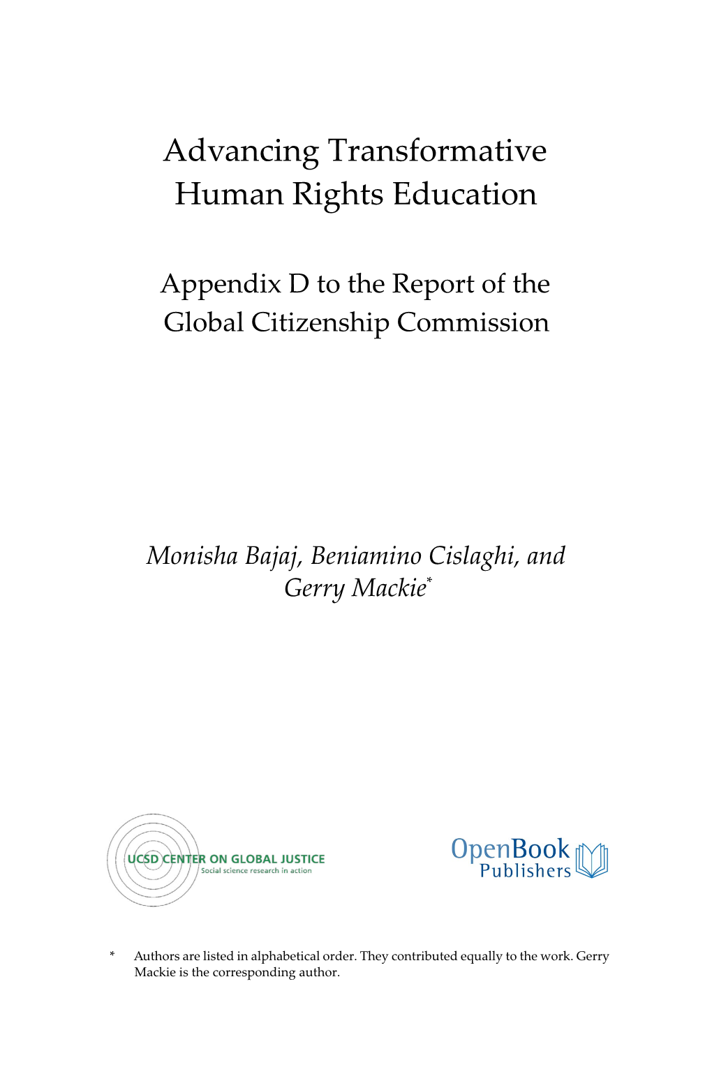 Advancing Transformative Human Rights Education