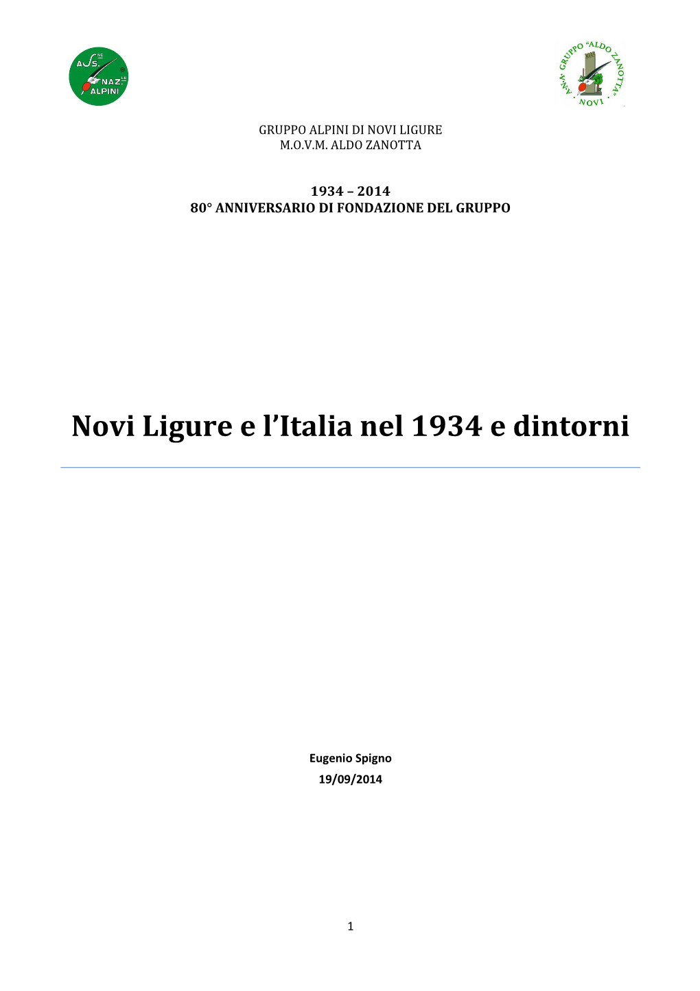 Novi Ligure E L'italia Nel 1934 E Dintorni