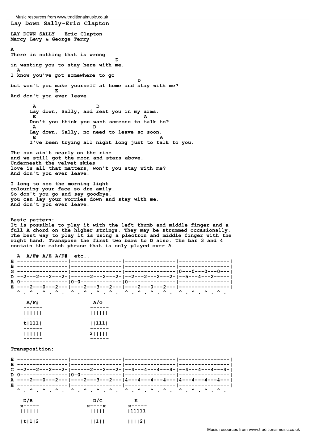 Lay Down Sally-Eric Clapton LAY DOWN SALLY - Eric Clapton Marcy Levy & George Terry a There Is Nothing That Is Wrong D in Wanting You to Stay Here with Me