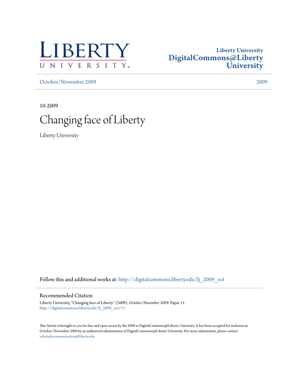 Changing Face of Liberty Liberty University