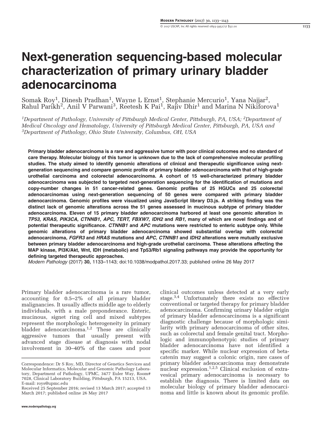 Next-Generation Sequencing-Based Molecular Characterization