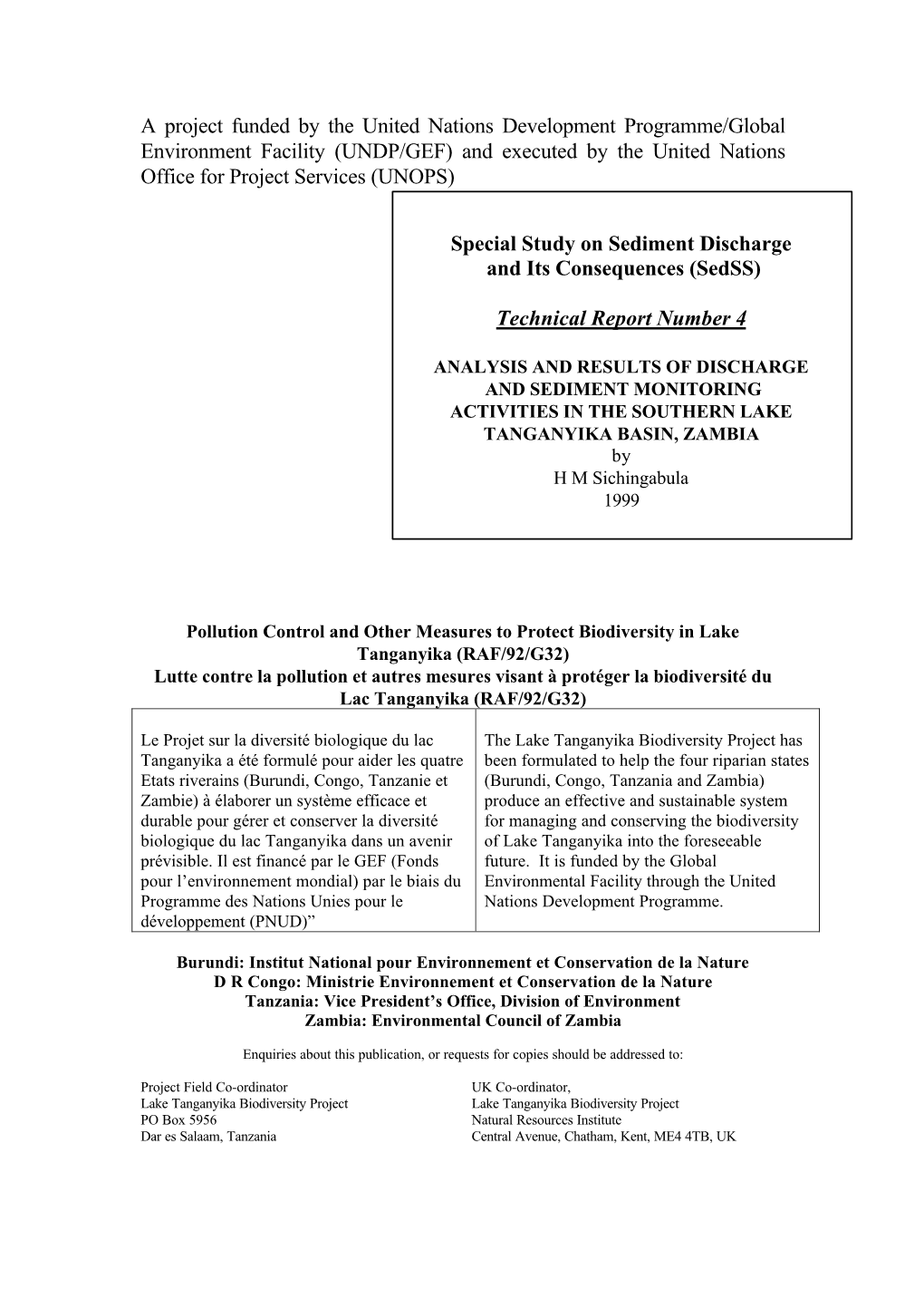 Analysis & Results of Discharge and Sediment Monitoring Activities In