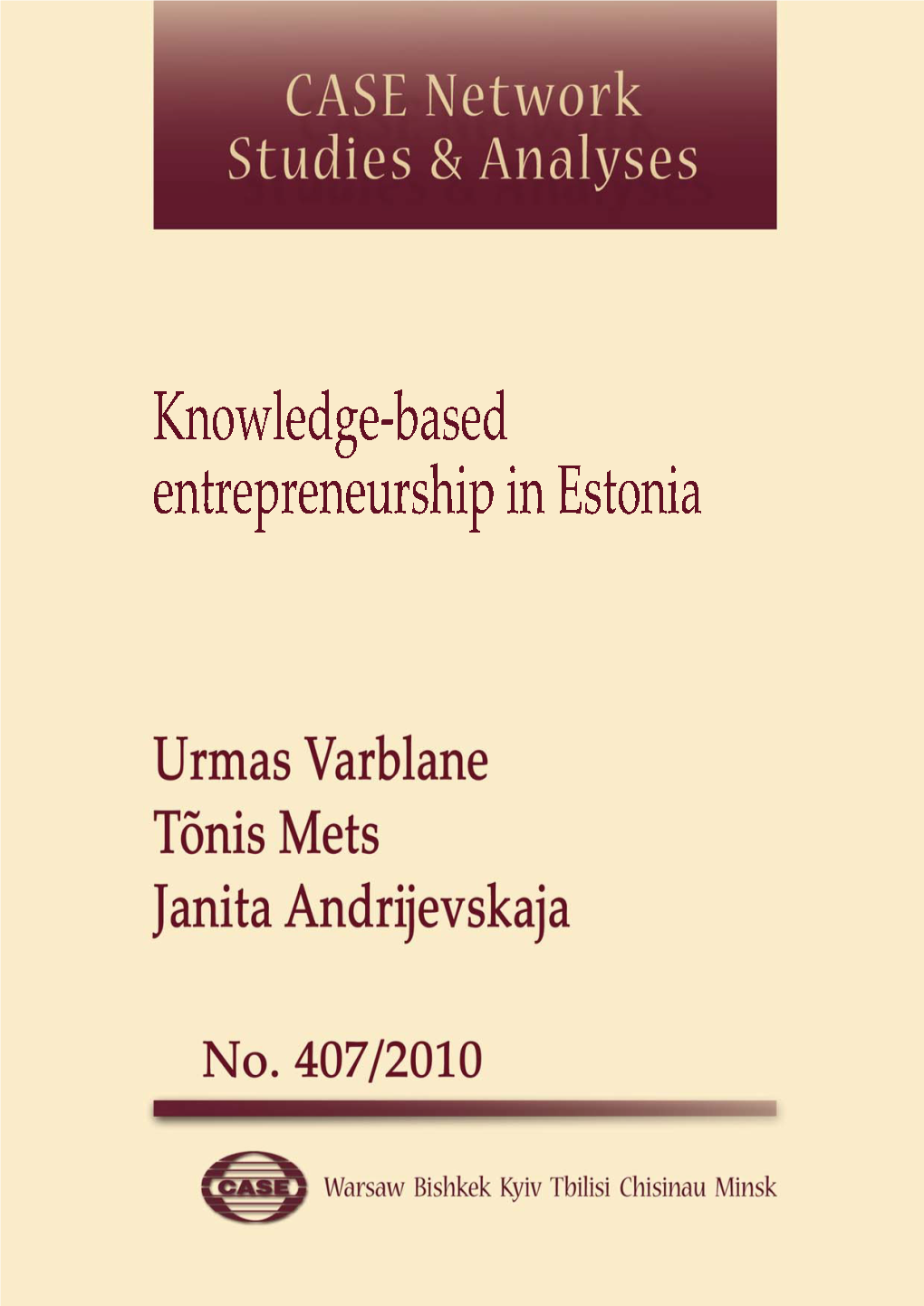 Knowledge-Based Entreprenuership in Estonia