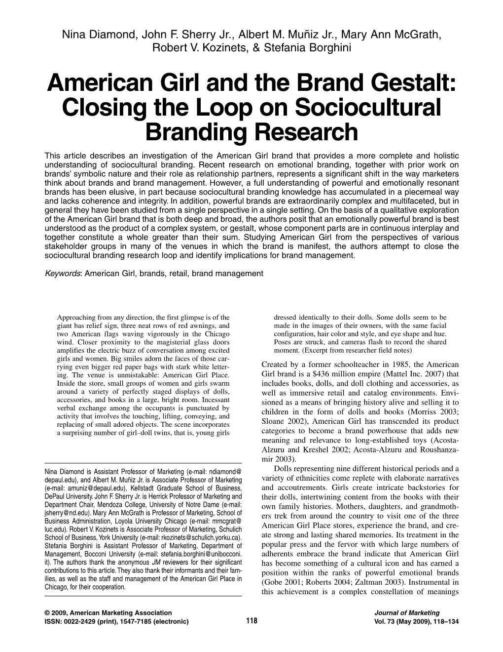 American Girl and the Brand Gestalt: Closing the Loop on Sociocultural