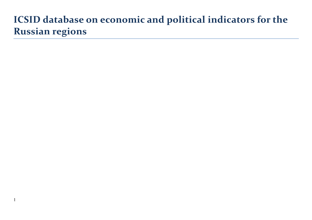 ICSID Database on Economic and Political Indicators for the Russian Regions