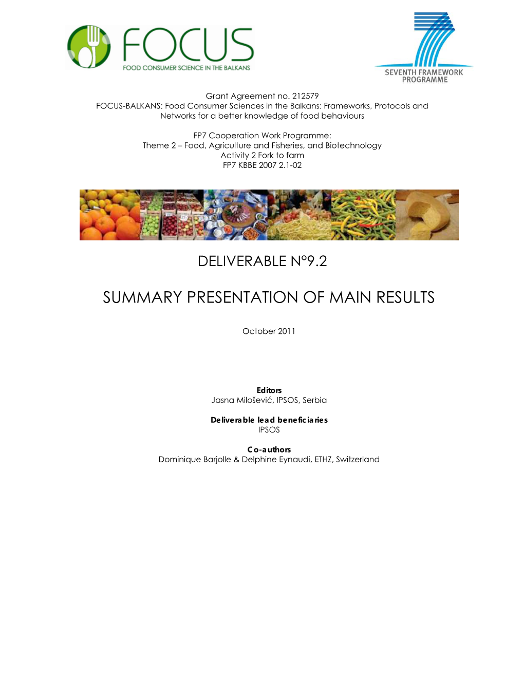 Summary Presentation of Main Results