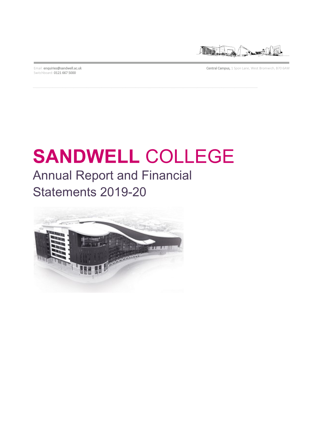 Sandwell College Members Report and Financial Statements 2019-2020