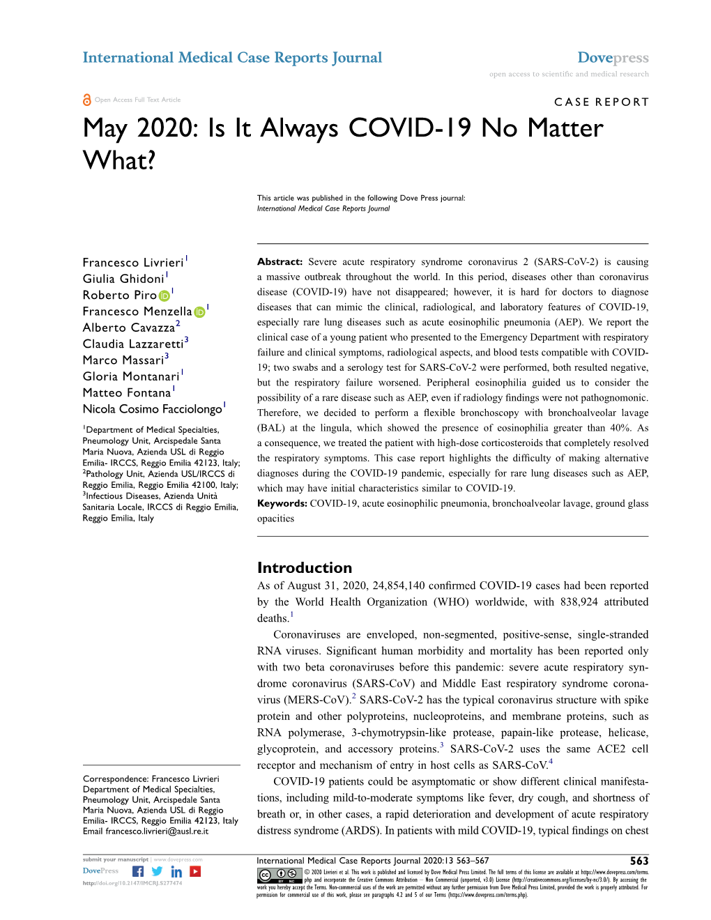 May 2020: Is It Always COVID-19 No Matter What?