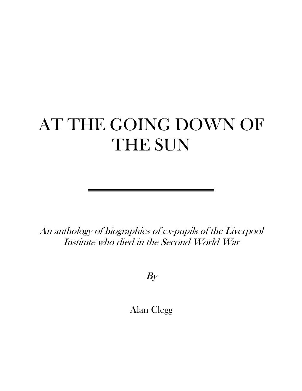 At the Going Down of the Sun