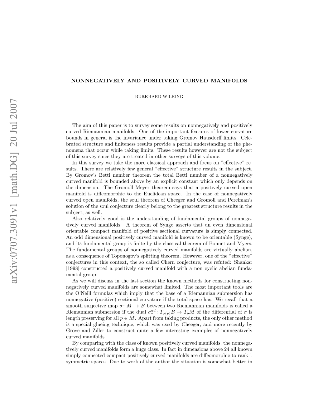 Nonnegatively and Positively Curved Manifolds 3