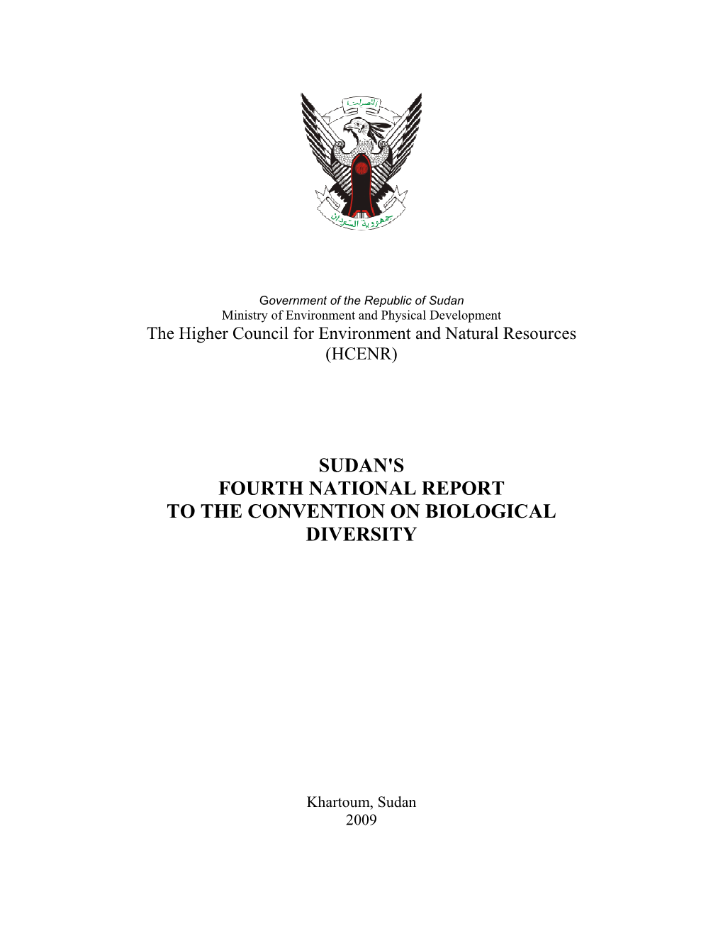 Sudan's Fourth National Report to the Convention on Biological Diversity