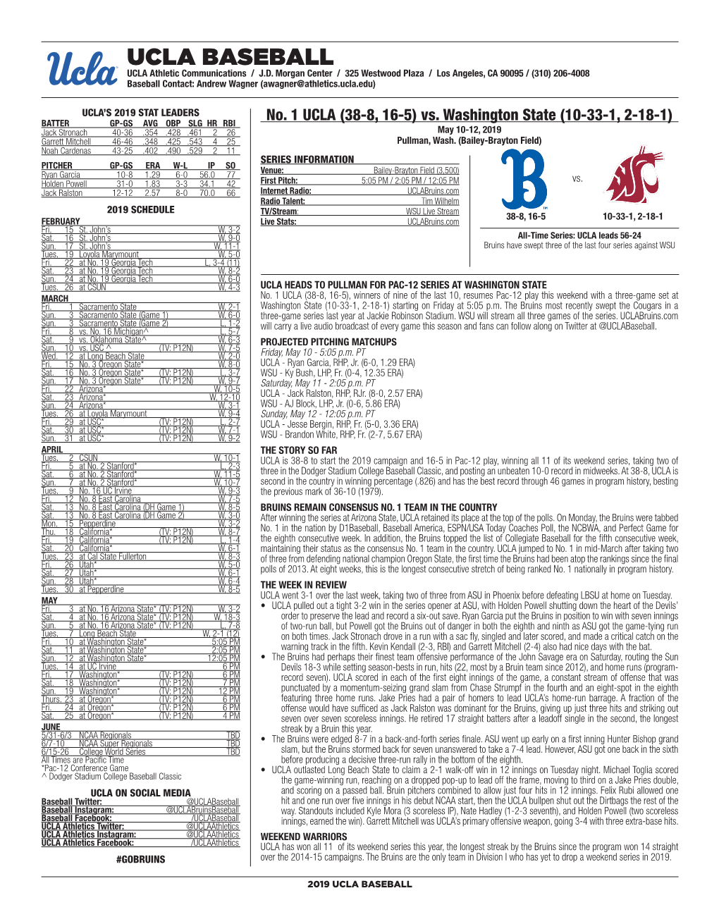 UCLA BASEBALL UCLA Athletic Communications / J.D