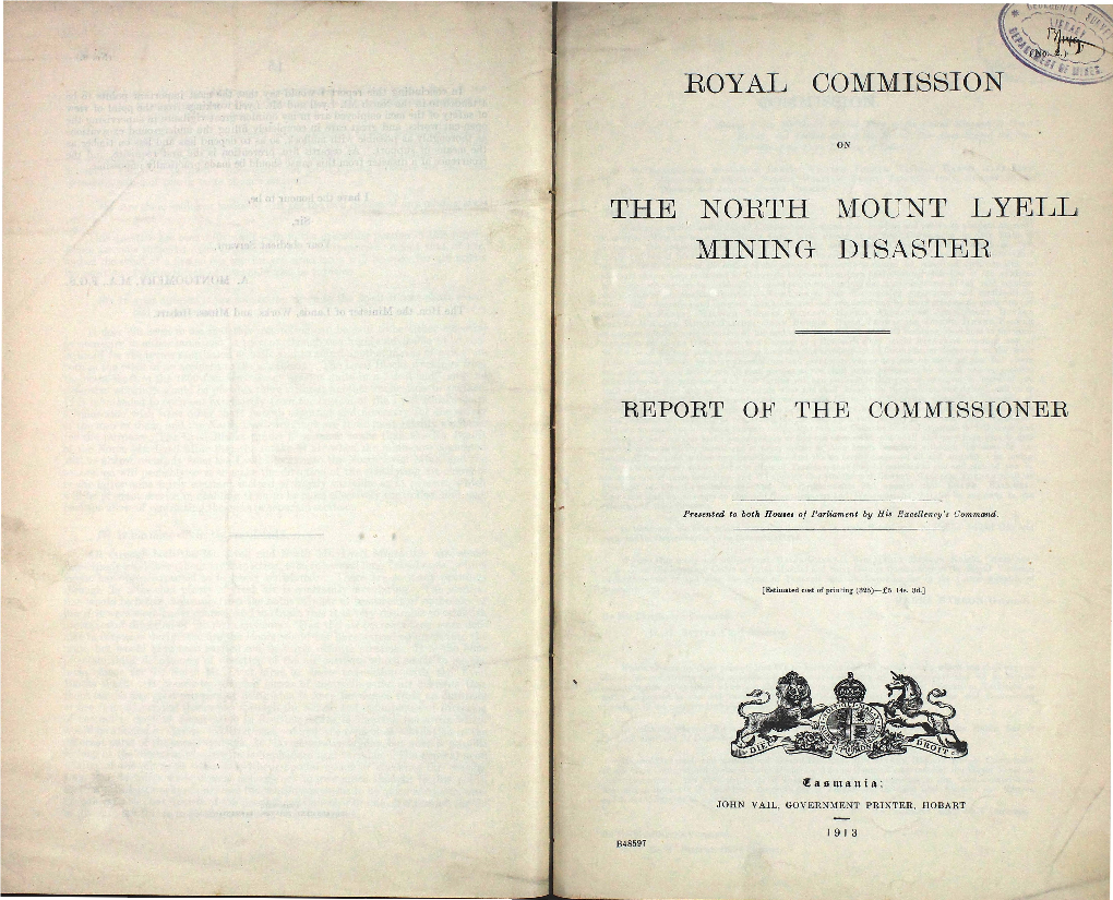 Royal Commission Th North Mount Lyell Mining Disaster