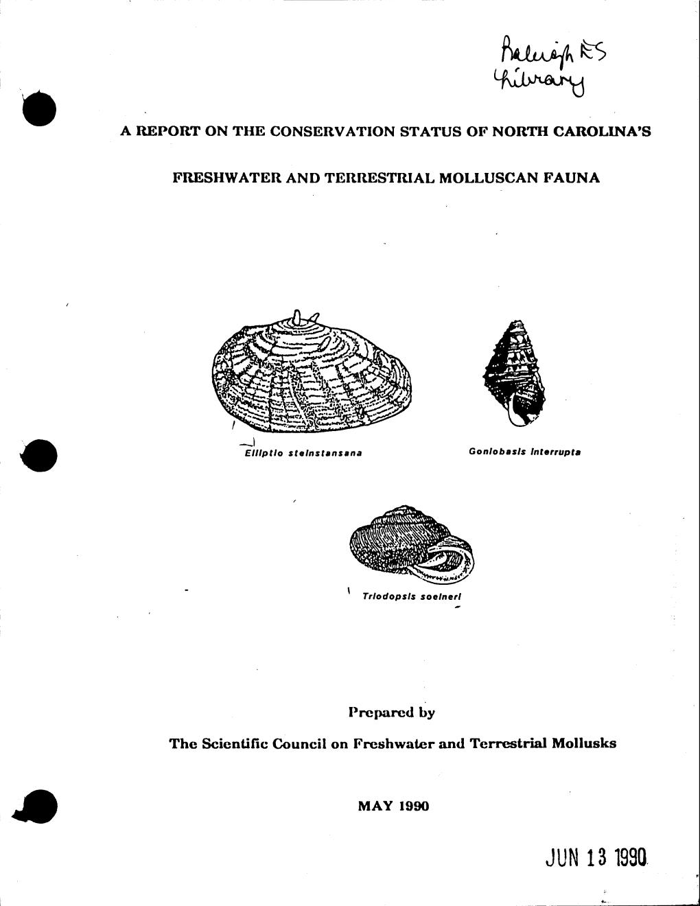 A Report on the Conservation Status of North Carolina's Freshwater and Terrestrial Molluscan Fauna