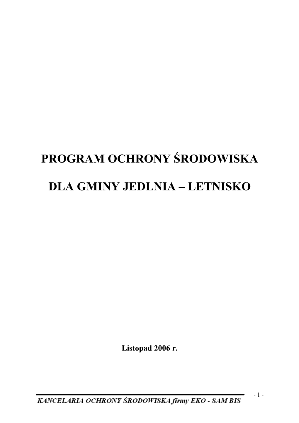 Program Ochrony Środowiska Dla Gminy Jedlnia