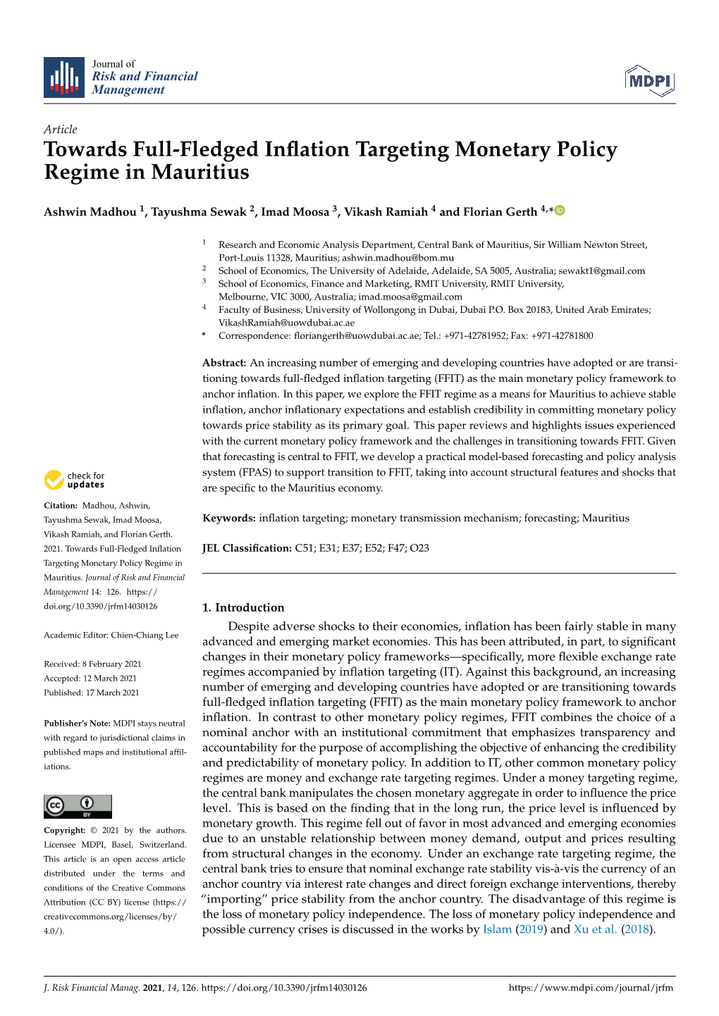 Towards Full-Fledged Inflation Targeting Monetary Policy Regime