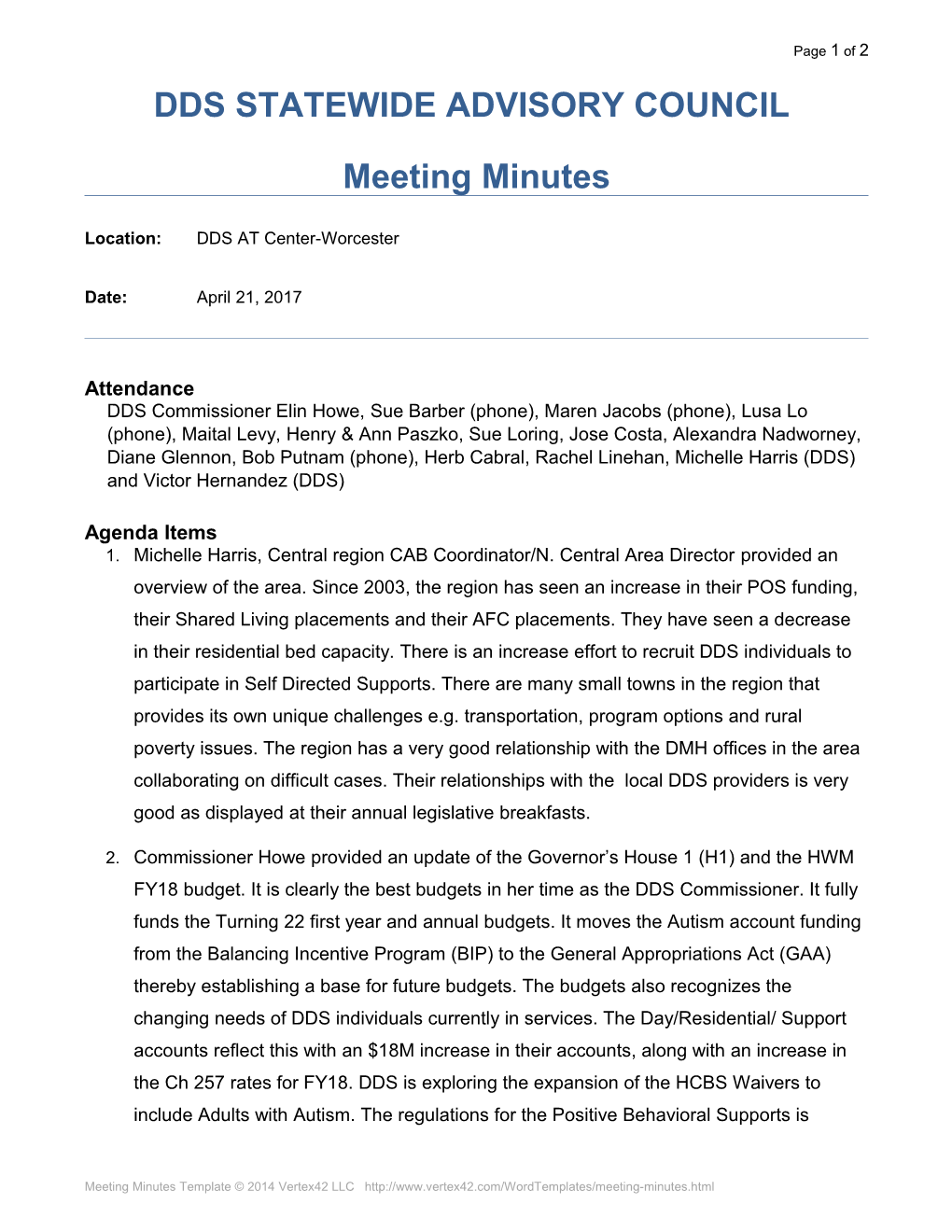 Meeting Minutes Template - Basic