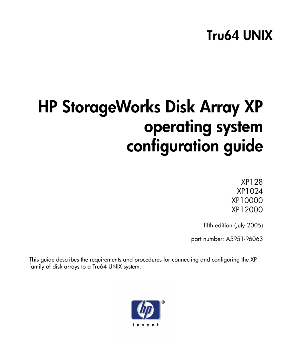 HP Storageworks Disk Array XP Operating System Configuration Guide