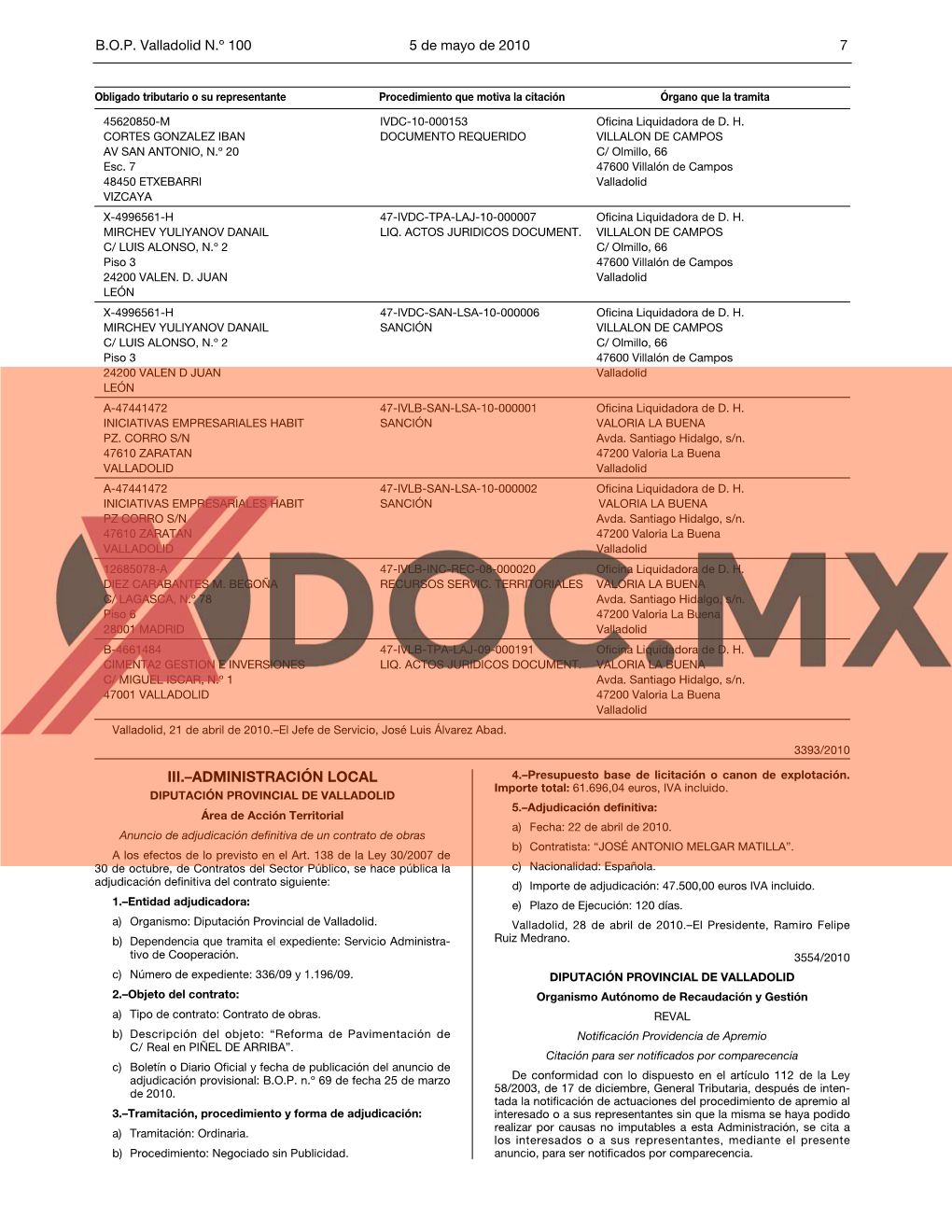 III.–ADMINISTRACIÓN LOCAL 4.–Presupuesto Base De Licitación O Canon De Explotación