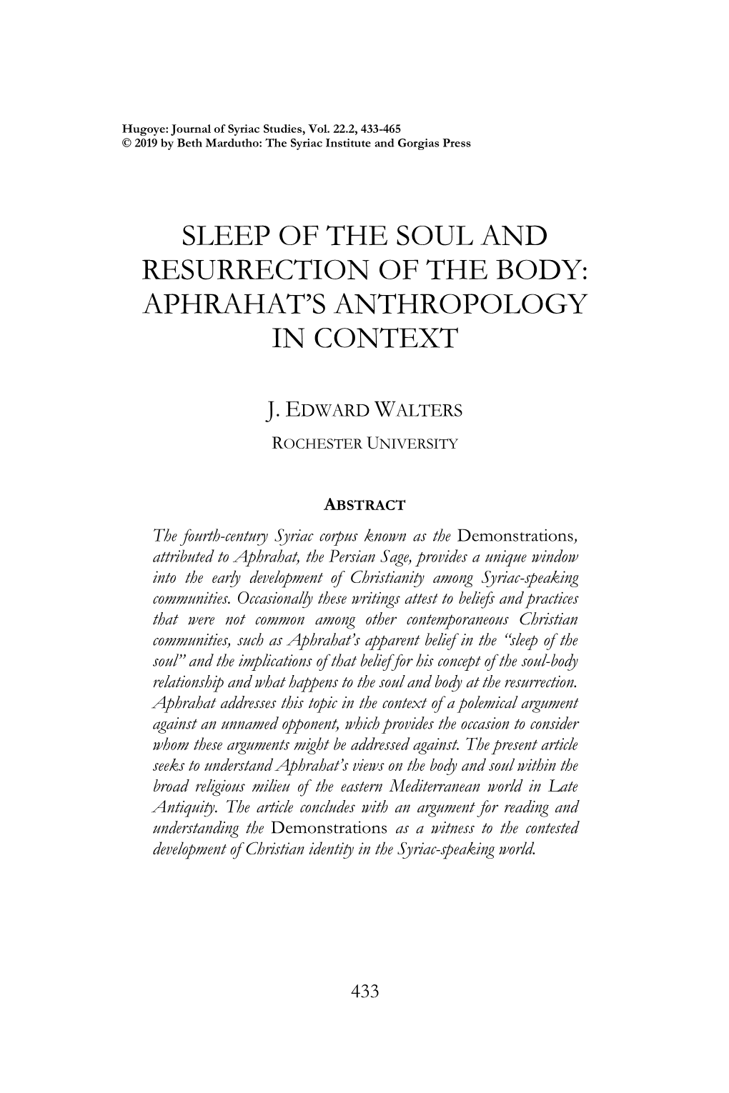 Aphrahat's Anthropology in Context