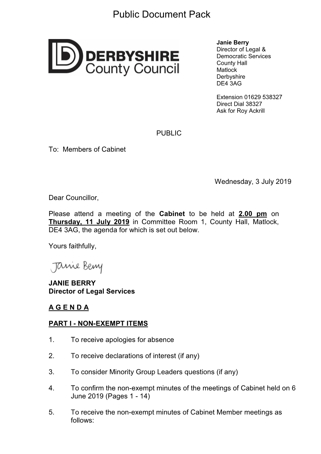 (Public Pack)Agenda Document for Cabinet, 11/07/2019 14:00