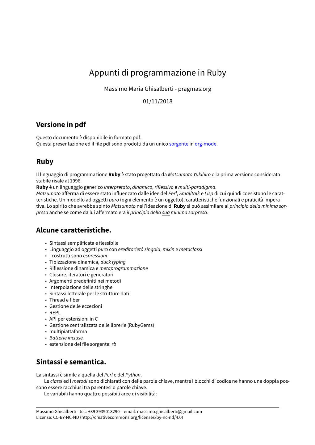 Appunti Di Programmazione in Ruby