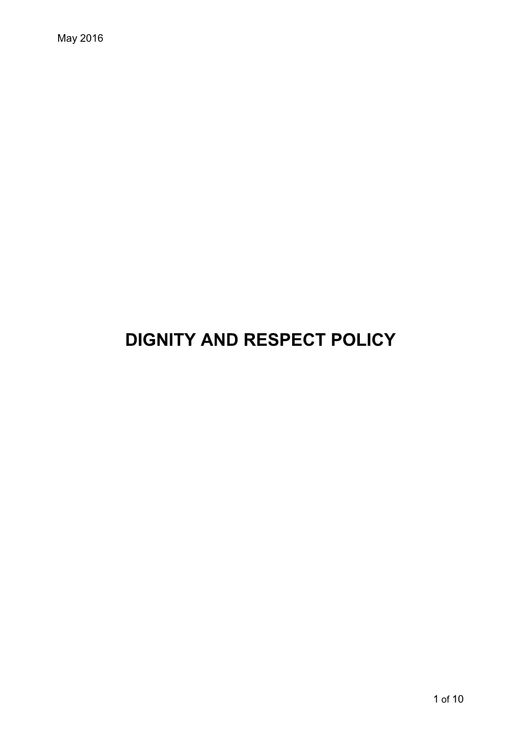 Dignity and Respect Policy