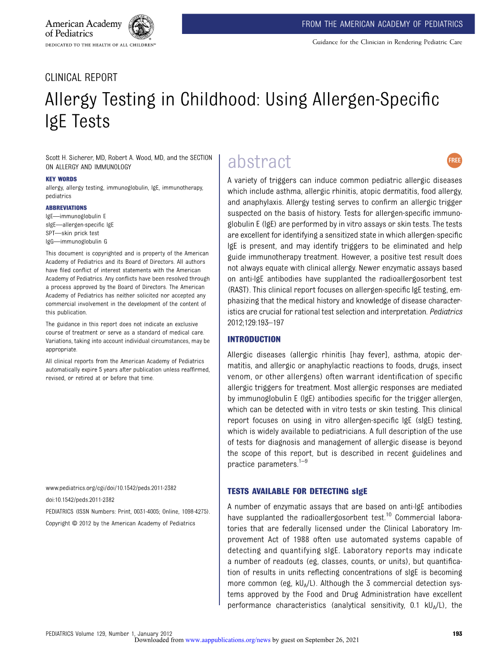 Using Allergen-Specific Ige Tests Abstract